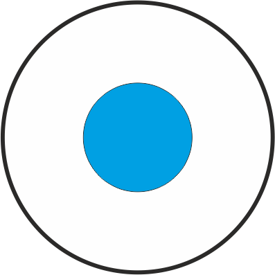 niebieskie koło, otoczka biała