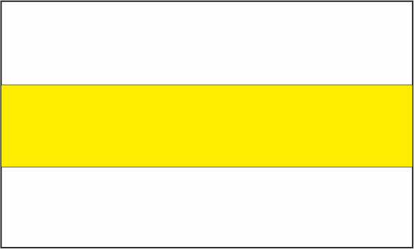 w środku pasek żółty, powyżej i poniżej biały