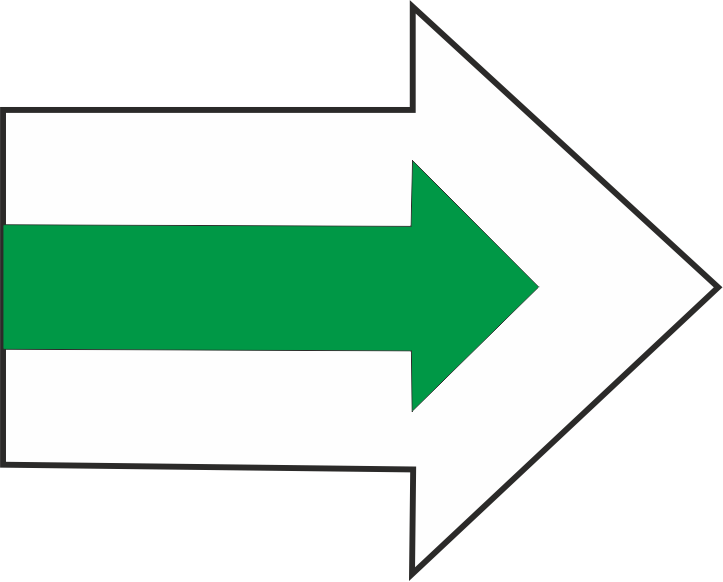 strzałka w prawo. środek zielony, otoczenie białe